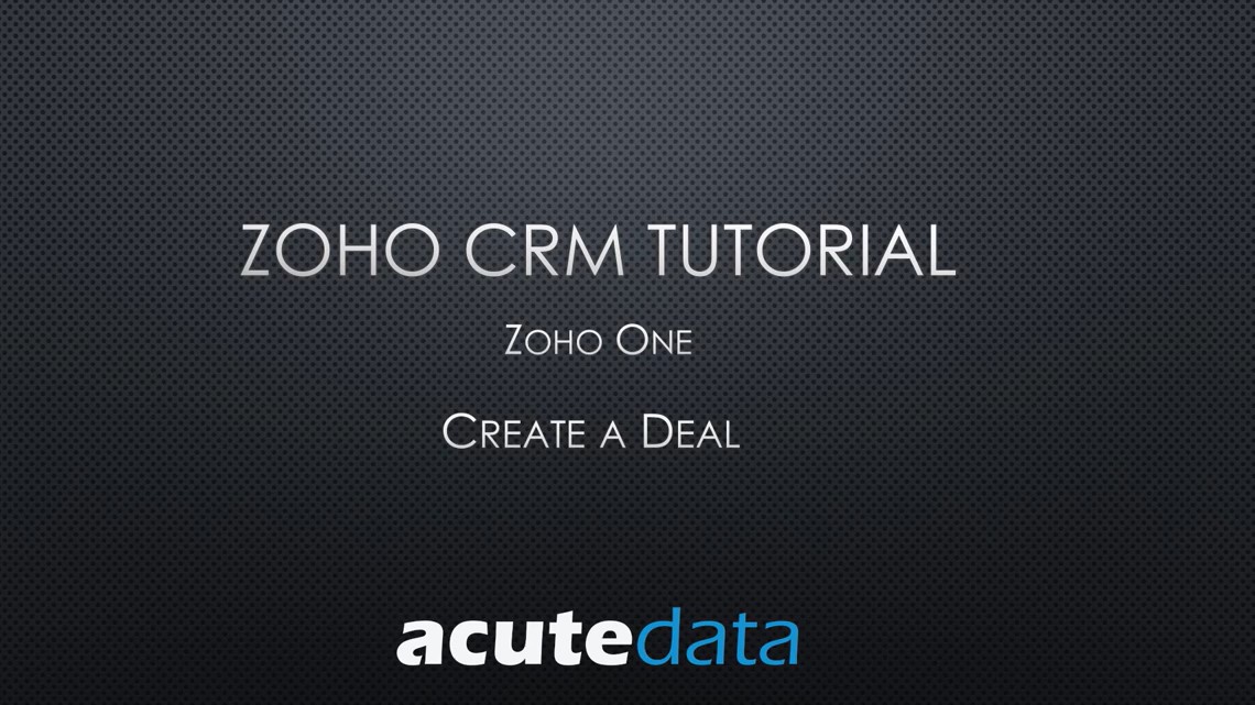 How to Create Deals in Zoho CRM video