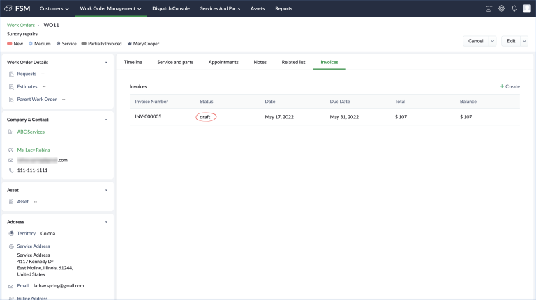 Invoice will be a draft