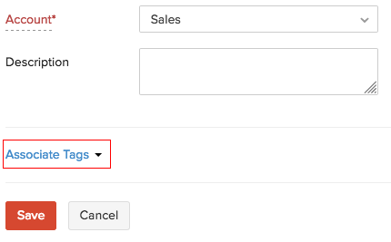 Associating reporting tag items in zoho books