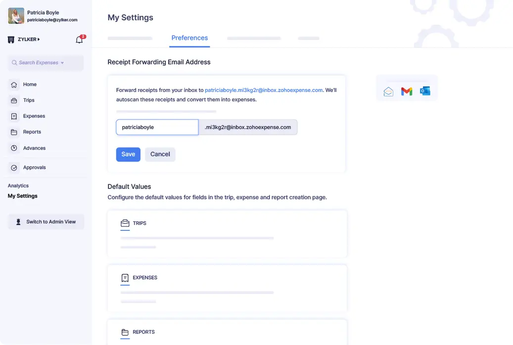 auto forward receipts