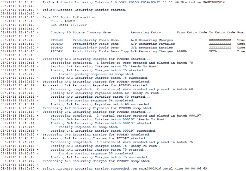 sample log
