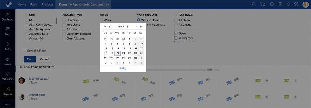 View Schedule for the Selected Period​
