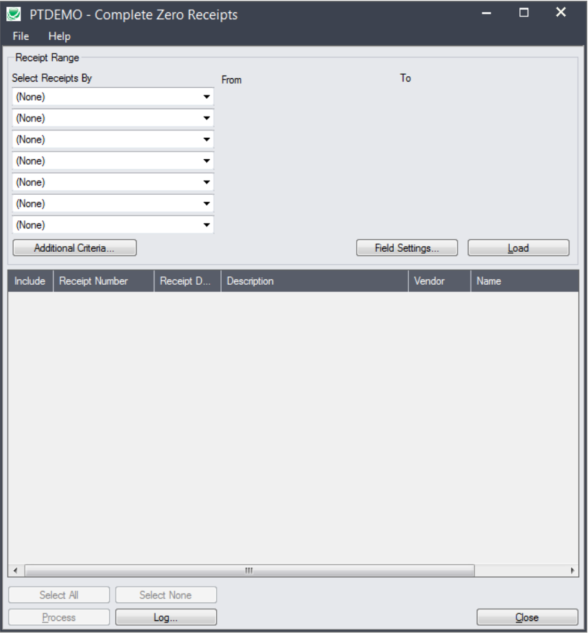 complete zero receipts screen