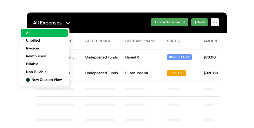 Expense Tracking Filter Screen
