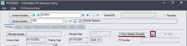 extended po invoice entry screen