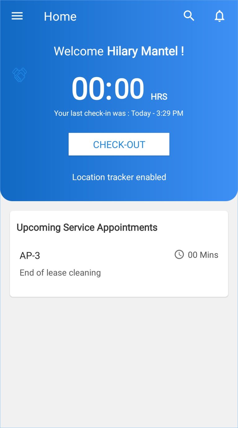 Login to the app and check in