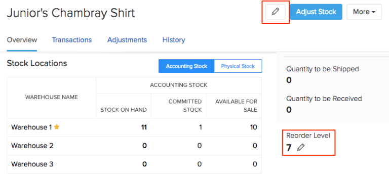 Item Reorder Options