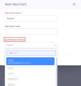 Select a vendor from the dropdown