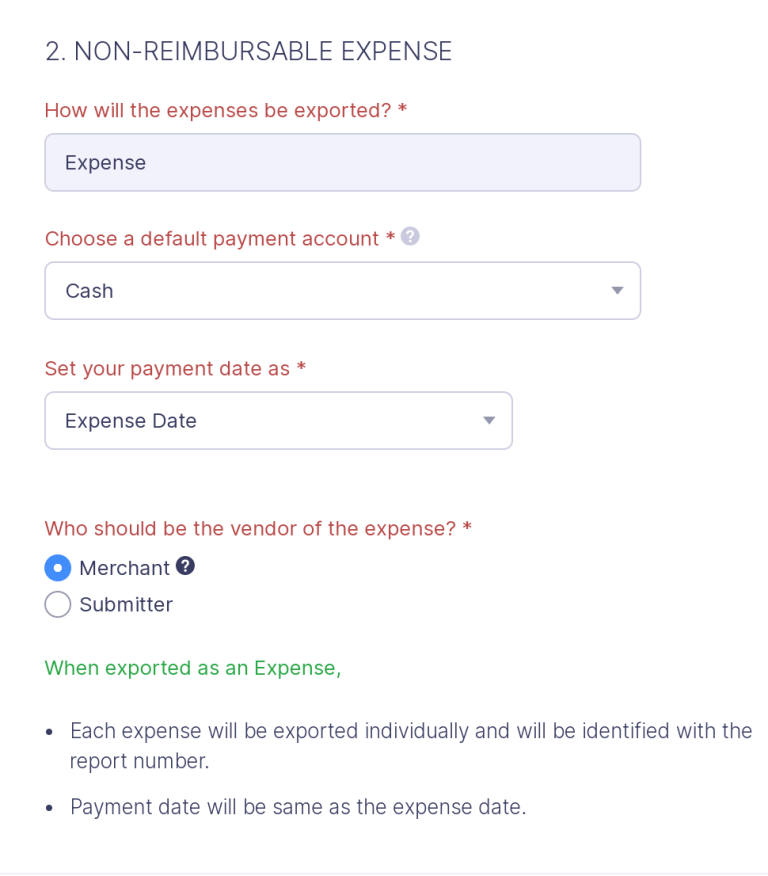 Non-reimbursable expenses are exported as expenses to QuickBooks Online