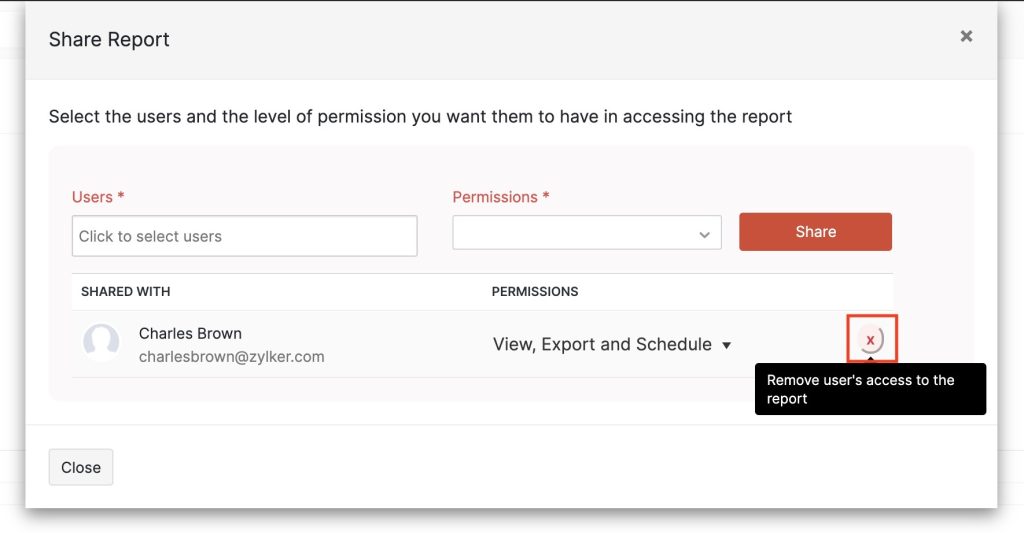 Remove user report