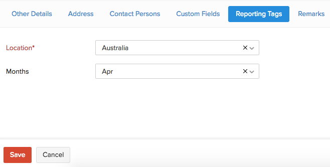 reporting tags contacts zoho books