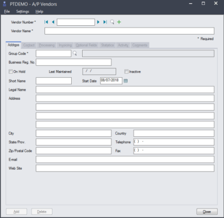 sage ap vendors screen