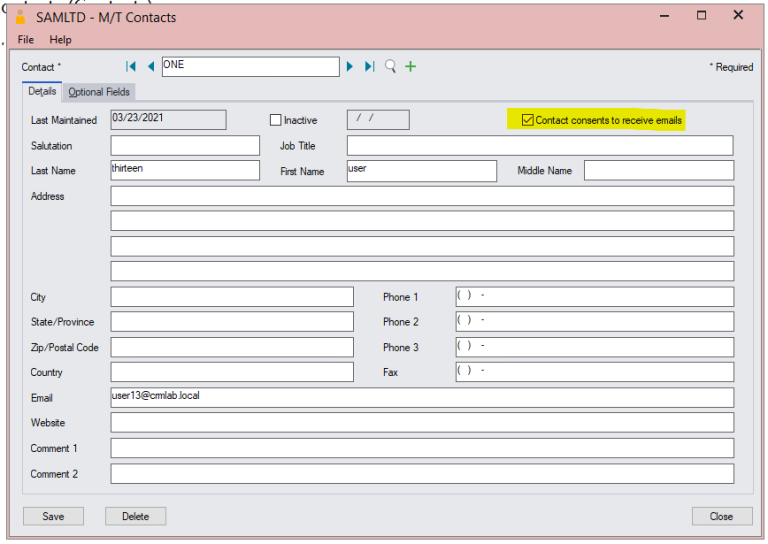 Set up multiple contacts for email