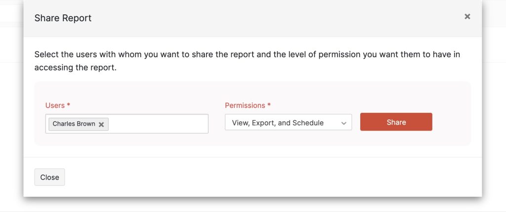 share report to users zoho books