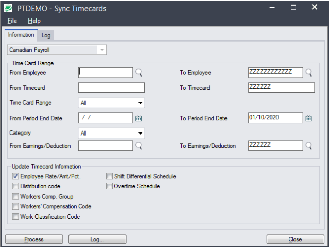 sync timecards screen