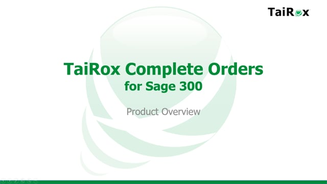 tairox complete orders video