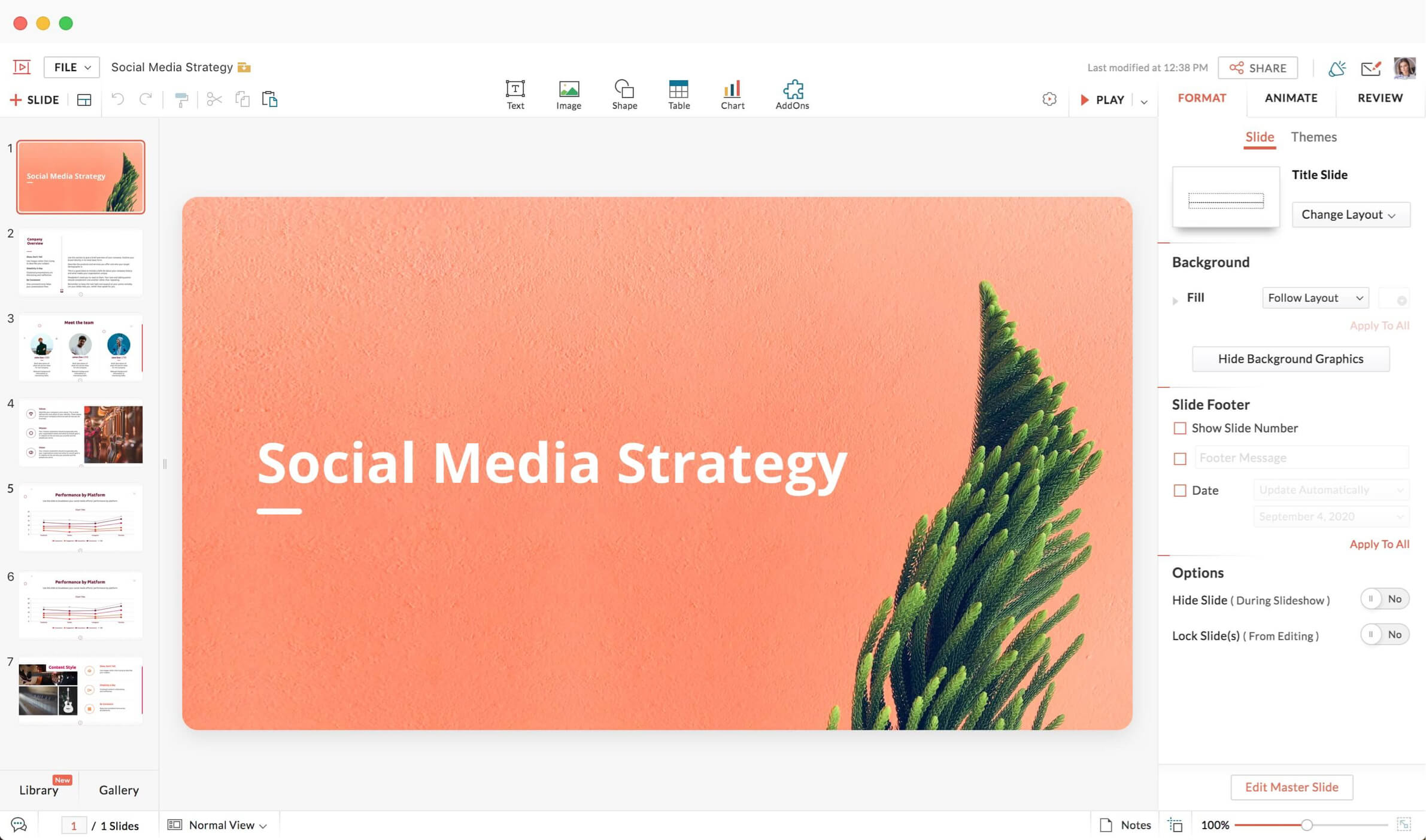 zoho show slide