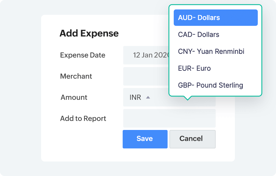 Report Expenses in Different Currencies